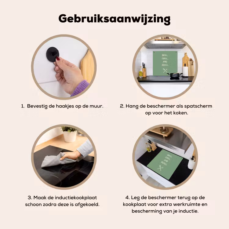 Inductie beschermer en spatscherm (2in1) - Grill - Groen - Zomer - Quote — 6