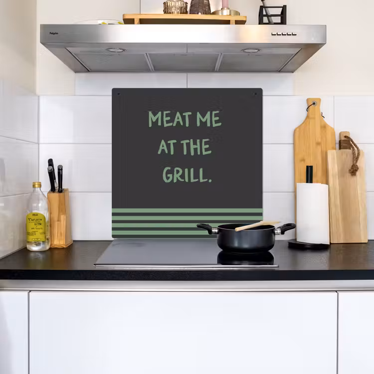 Inductie beschermer en spatscherm (2in1) - Quote - Groen - Grill - Zomer — 2