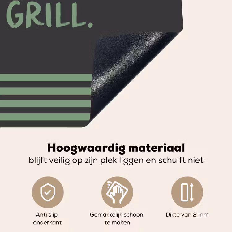 Inductie beschermer en spatscherm (2in1) - Quote - Groen - Grill - Zomer — 4