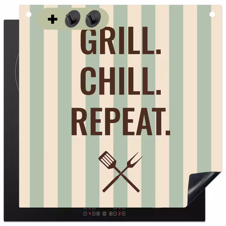 Inductie beschermer en spatscherm (2in1) - Quote - Strepen - Grill — 1