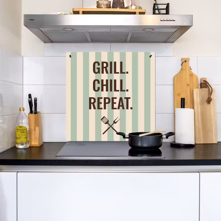 Inductie beschermer en spatscherm (2in1) - Quote - Strepen - Grill — 2