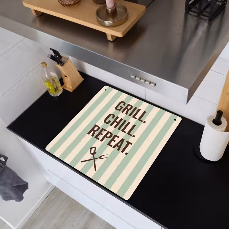 Inductie beschermer en spatscherm (2in1) - Quote - Strepen - Grill — 3