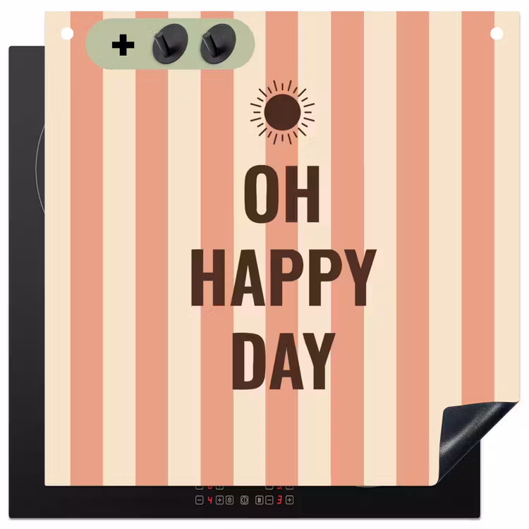 Inductie beschermer en spatscherm (2in1) - Quote - Zomer - Strepen — 1