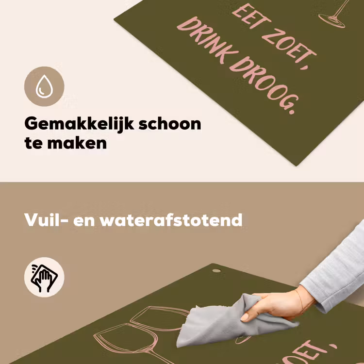 Inductie beschermer en spatscherm (2in1) - Roze - Groen - Wijn - Quote — 5
