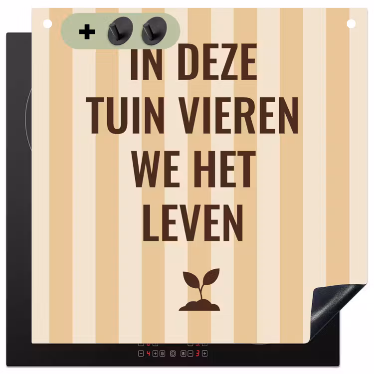 Inductie beschermer en spatscherm (2in1) - Tuin - Quote - Strepen - Zomer — 1