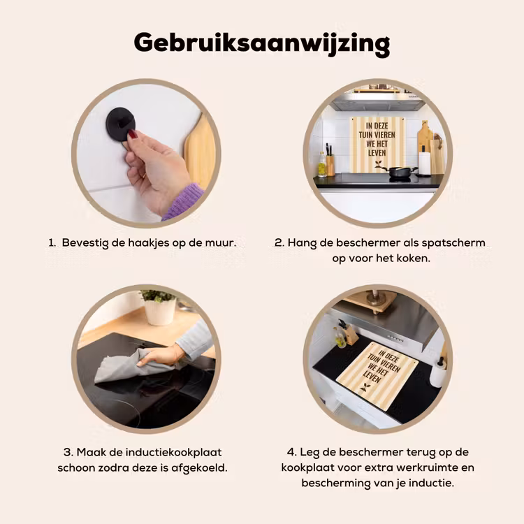 Inductie beschermer en spatscherm (2in1) - Tuin - Quote - Strepen - Zomer — 6