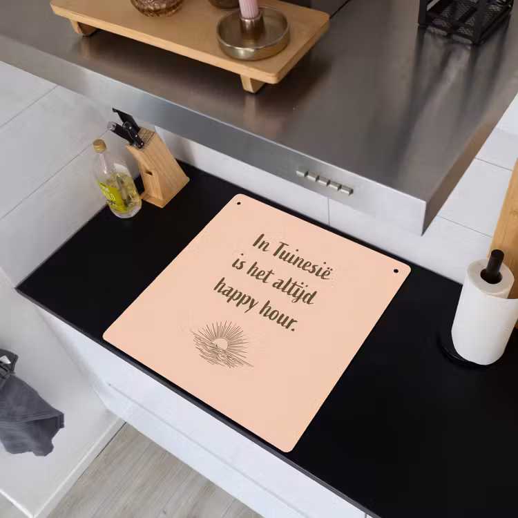 Inductie beschermer en spatscherm (2in1) - Tuin - Roze - Quote - Zon — 3