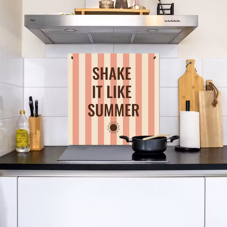 Inductie beschermer en spatscherm (2in1) - Zomer - Quote - Strepen — 2