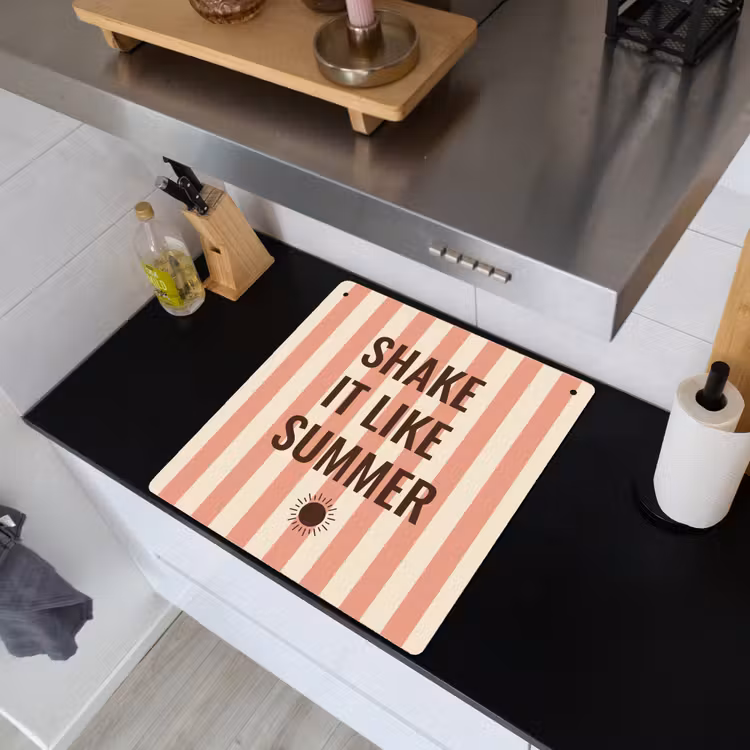 Inductie beschermer en spatscherm (2in1) - Zomer - Quote - Strepen — 3