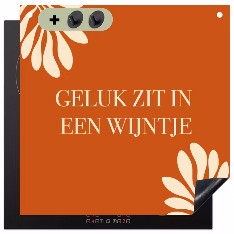 Inductie beschermer en spatscherm (2in1) - Oranje - Wijntje - Quote — 1