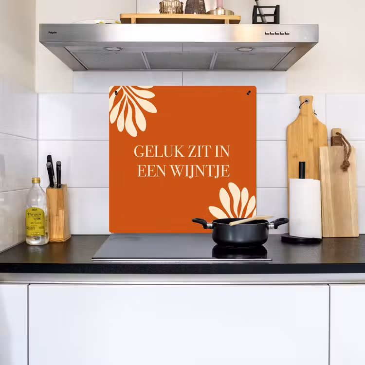 Inductie beschermer en spatscherm (2in1) - Oranje - Wijntje - Quote — 2
