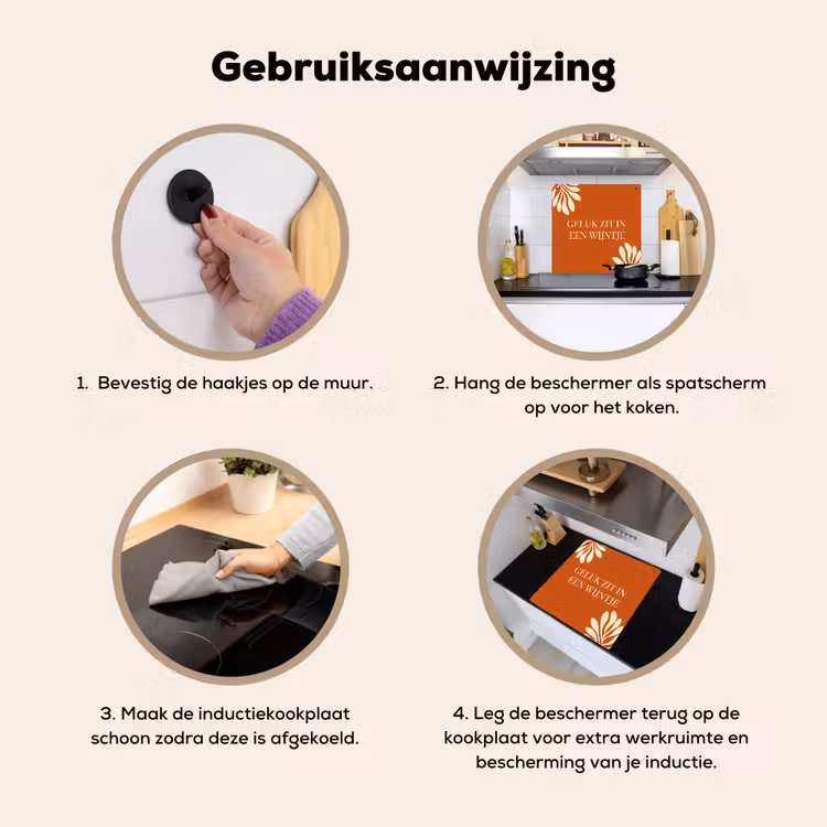 Inductie beschermer en spatscherm (2in1) - Oranje - Wijntje - Quote — 6