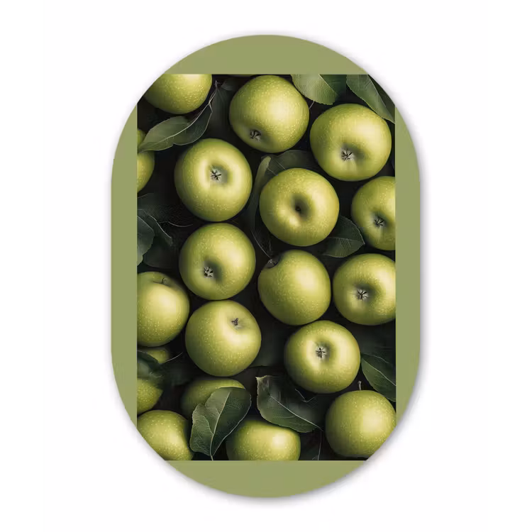 Muurovaal Glas – Appels - Groen - bladeren — 1