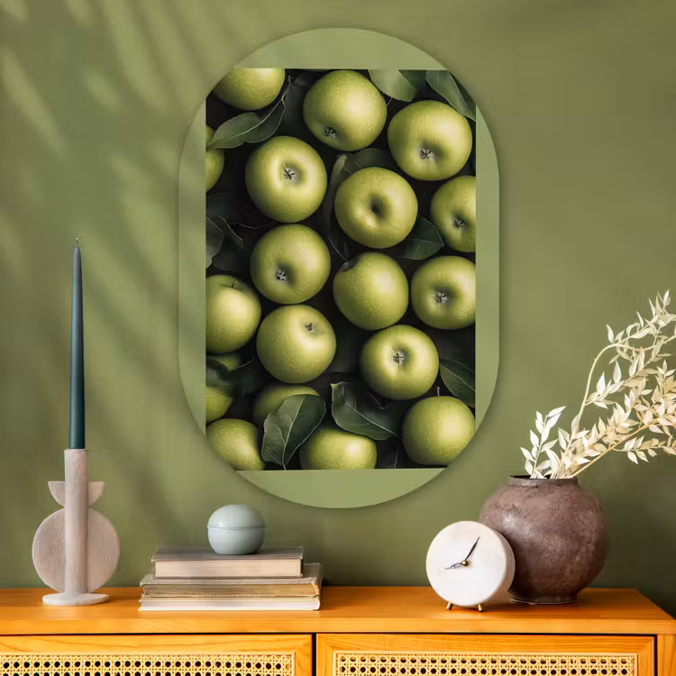 Muurovaal Glas – Appels - Groen - bladeren — 2
