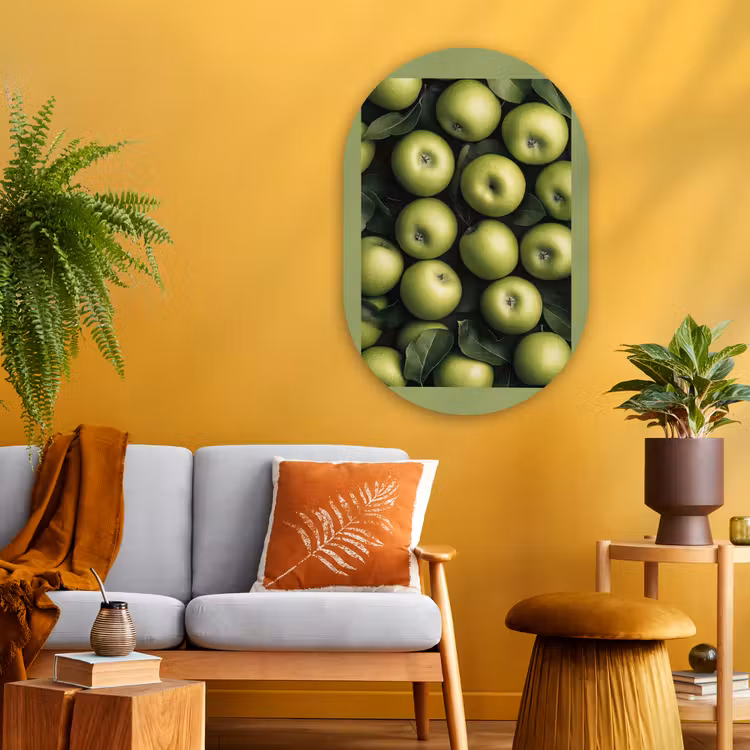 Muurovaal Glas – Appels - Groen - bladeren — 3