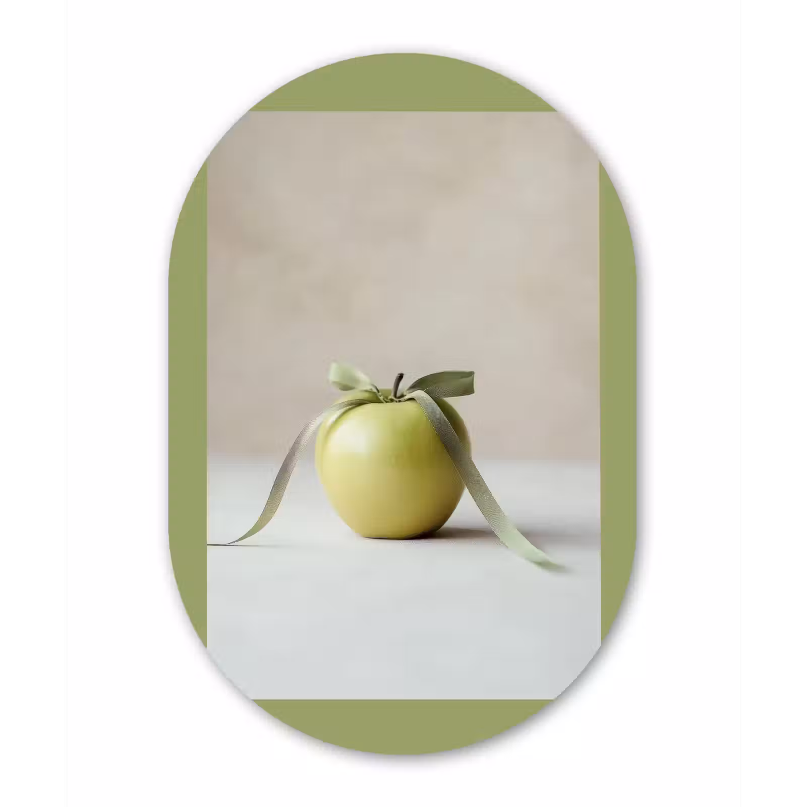 Muurovaal Glas – Groen - Appel - Strikje — 1