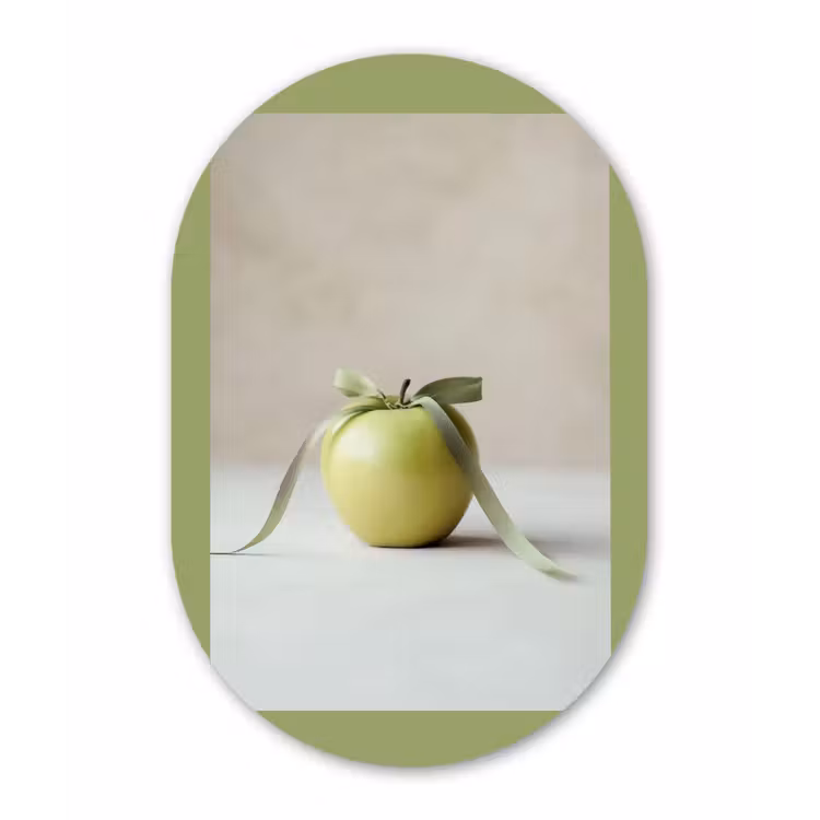 Muurovaal Glas – Groen - Appel - Strikje — 1