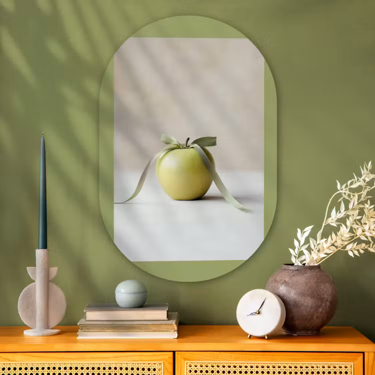 Muurovaal Glas – Groen - Appel - Strikje — 2