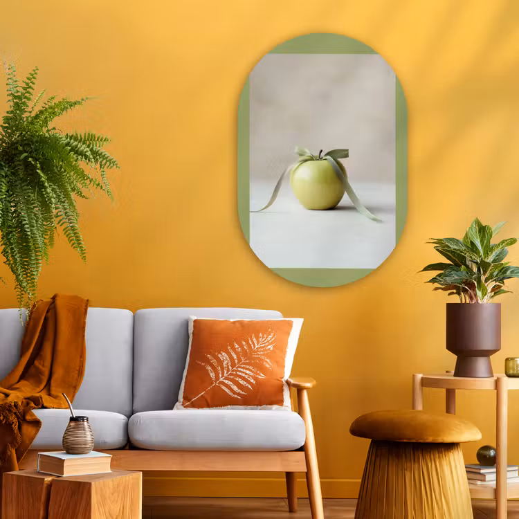Muurovaal Glas – Groen - Appel - Strikje — 3