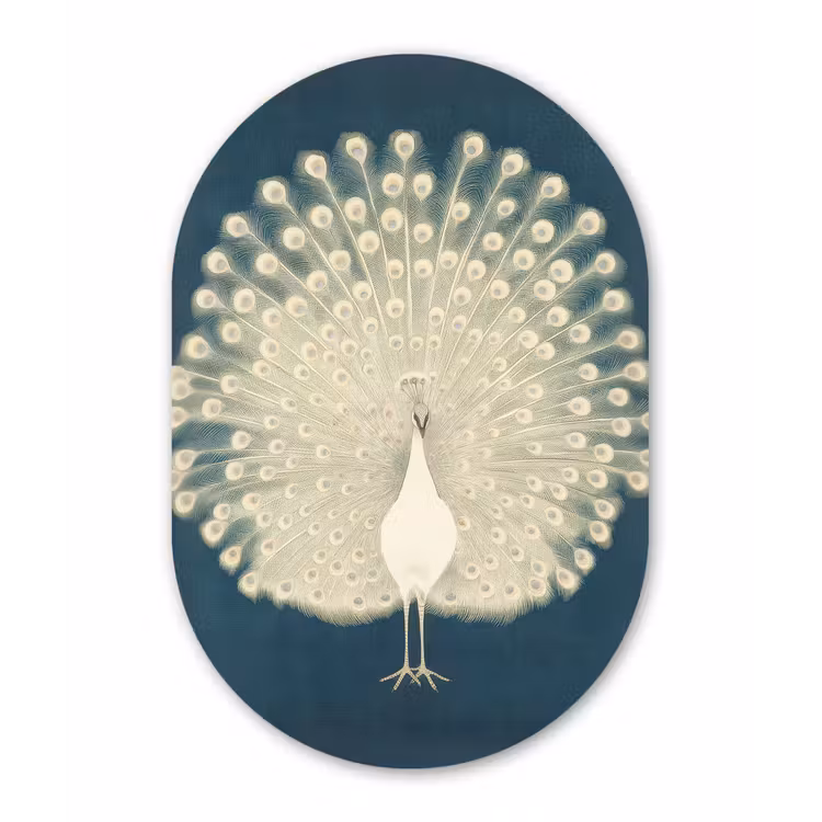 Muurovaal Glas – Vogel - Blauw - Vintage — 1
