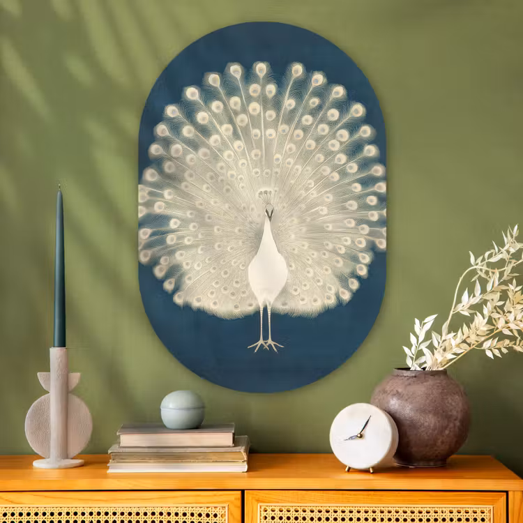 Muurovaal Glas – Vogel - Blauw - Vintage — 2