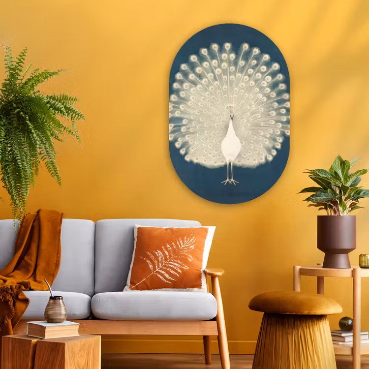 Muurovaal Glas – Vogel - Blauw - Vintage — 3
