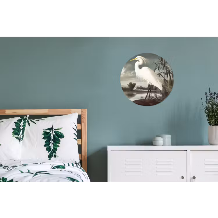 Wandcirkel - aluminium - Reiger - Planten - Wolken - Wit — 4