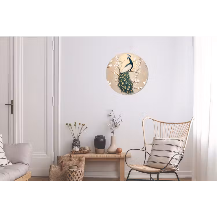 Wandcirkel - aluminium - Pauw - Tak - Bloemen — 2