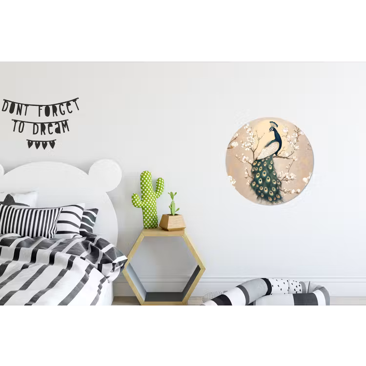Wandcirkel - aluminium - Pauw - Tak - Bloemen — 5
