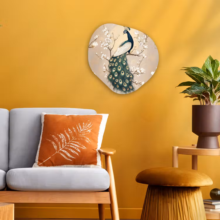Organisch schilderij – Pauw - Tak - Bloemen — 3