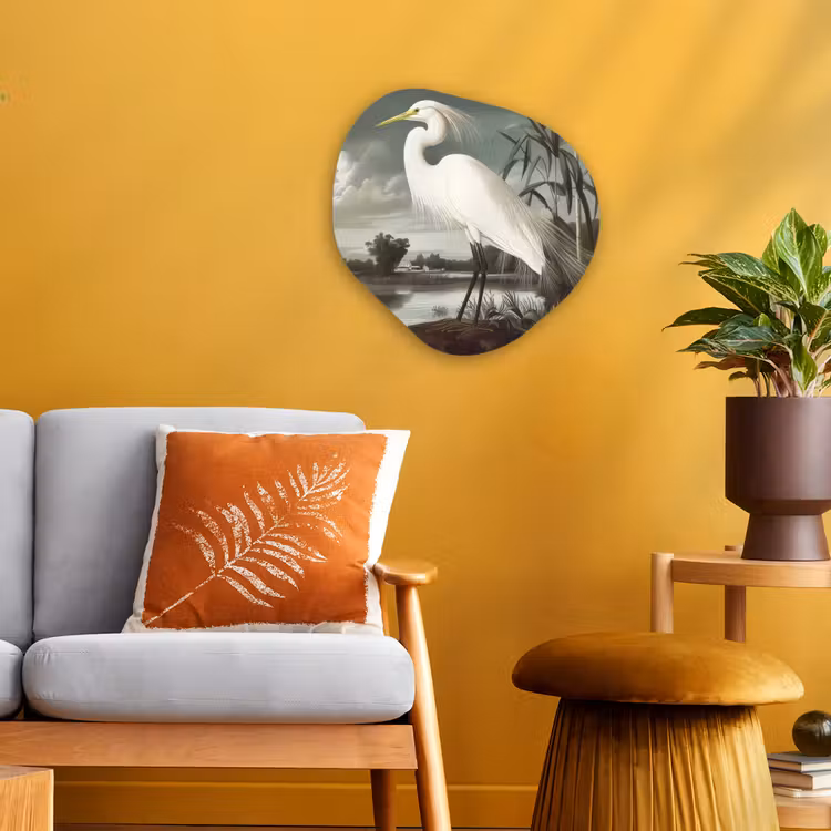 Organisch schilderij – Reiger - Planten - Wolken - Wit — 3