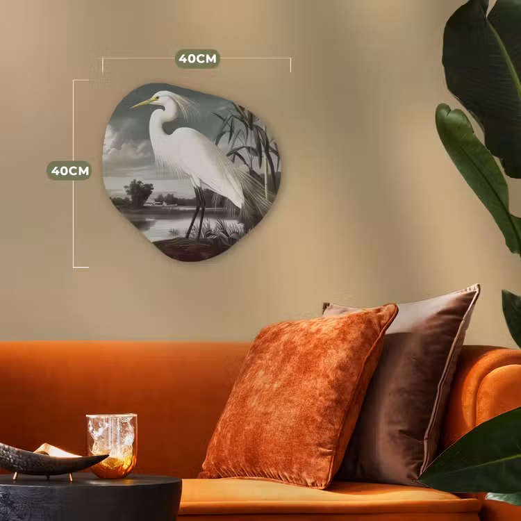 Organisch schilderij – Reiger - Planten - Wolken - Wit — 4