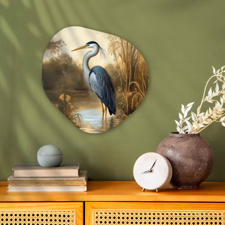 Organisch schilderij – Reiger - Water - Planten — 2