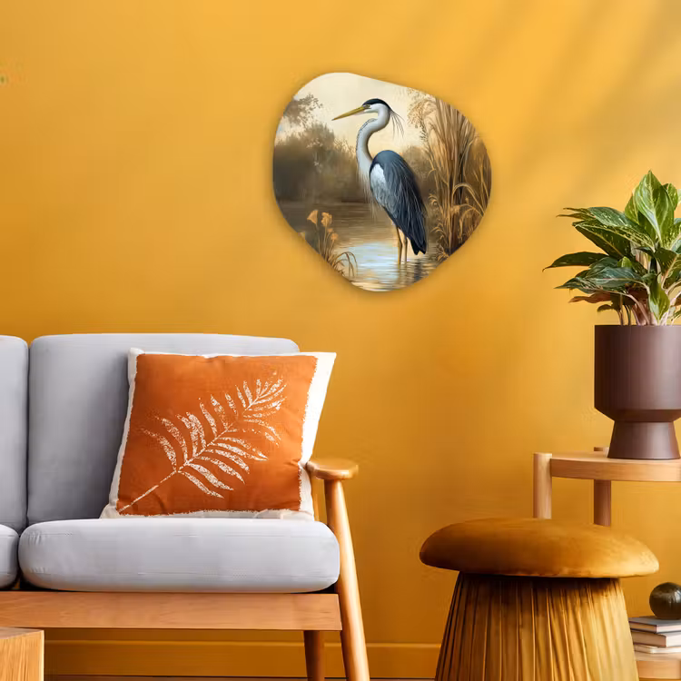 Organisch schilderij – Reiger - Water - Planten — 3