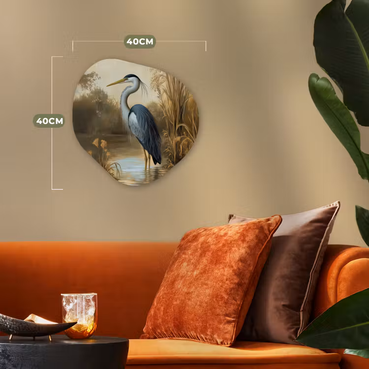 Organisch schilderij – Reiger - Water - Planten — 4