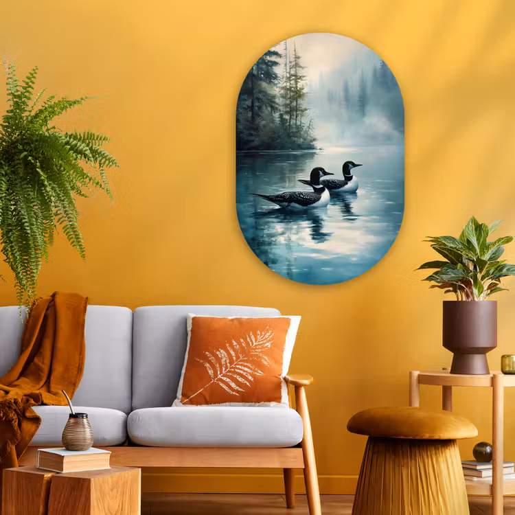 Muurovaal Glas – Bos - Water - Eenden - Mistig — 3