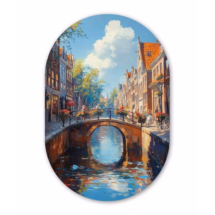 Muurovaal Glas – Stad - Gracht - Zon - Fietsen — 1