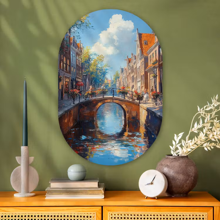 Muurovaal Glas – Stad - Gracht - Zon - Fietsen — 2