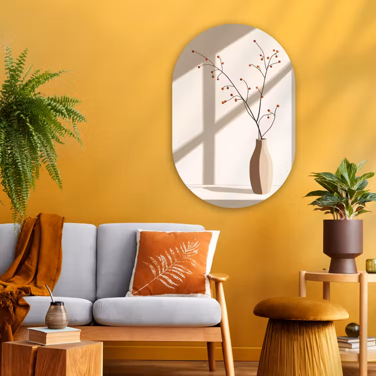 Muurovaal glas - Vaas - Takken - Bessen - Minimalistisch — 3