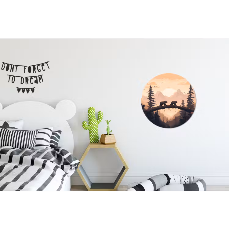 Wandcirkel - aluminium - Beren - Bomen - Landschap - Zonsondergang — 5