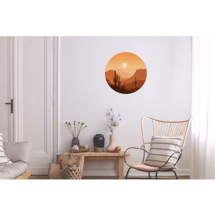 Wandcirkel - aluminium - Landschap - Woestijn - Cactussen - Zon — 2