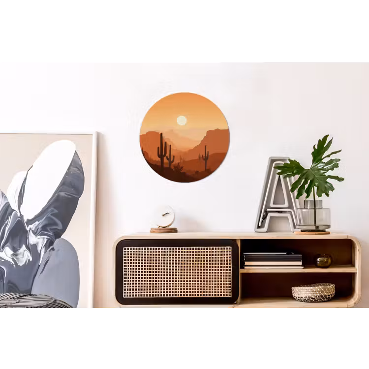 Wandcirkel - aluminium - Landschap - Woestijn - Cactussen - Zon — 3