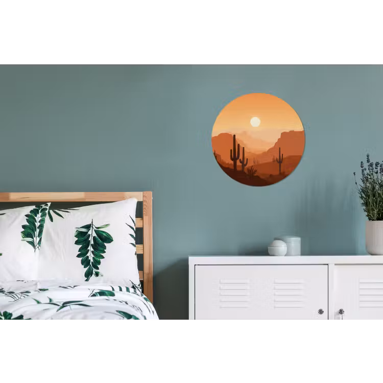 Wandcirkel - aluminium - Landschap - Woestijn - Cactussen - Zon — 4
