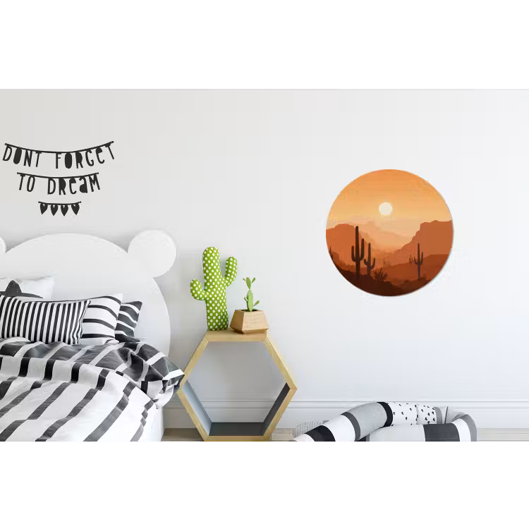 Wandcirkel - aluminium - Landschap - Woestijn - Cactussen - Zon — 5