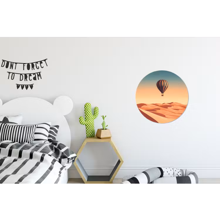 Wandcirkel - aluminium - Luchtballon - Woestijn - Zonsondergang - Blauw — 5