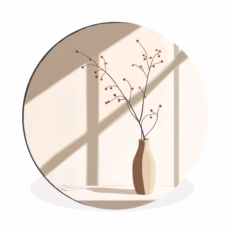 Wandcirkel - aluminium - Vaas - Takken - Bessen - Minimalistisch — 1