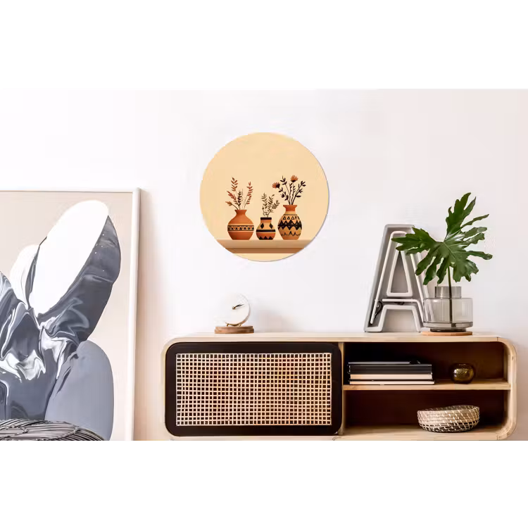 Wandcirkel - aluminium - Vazen - Bloemen - Bladeren - Minimalistisch — 3