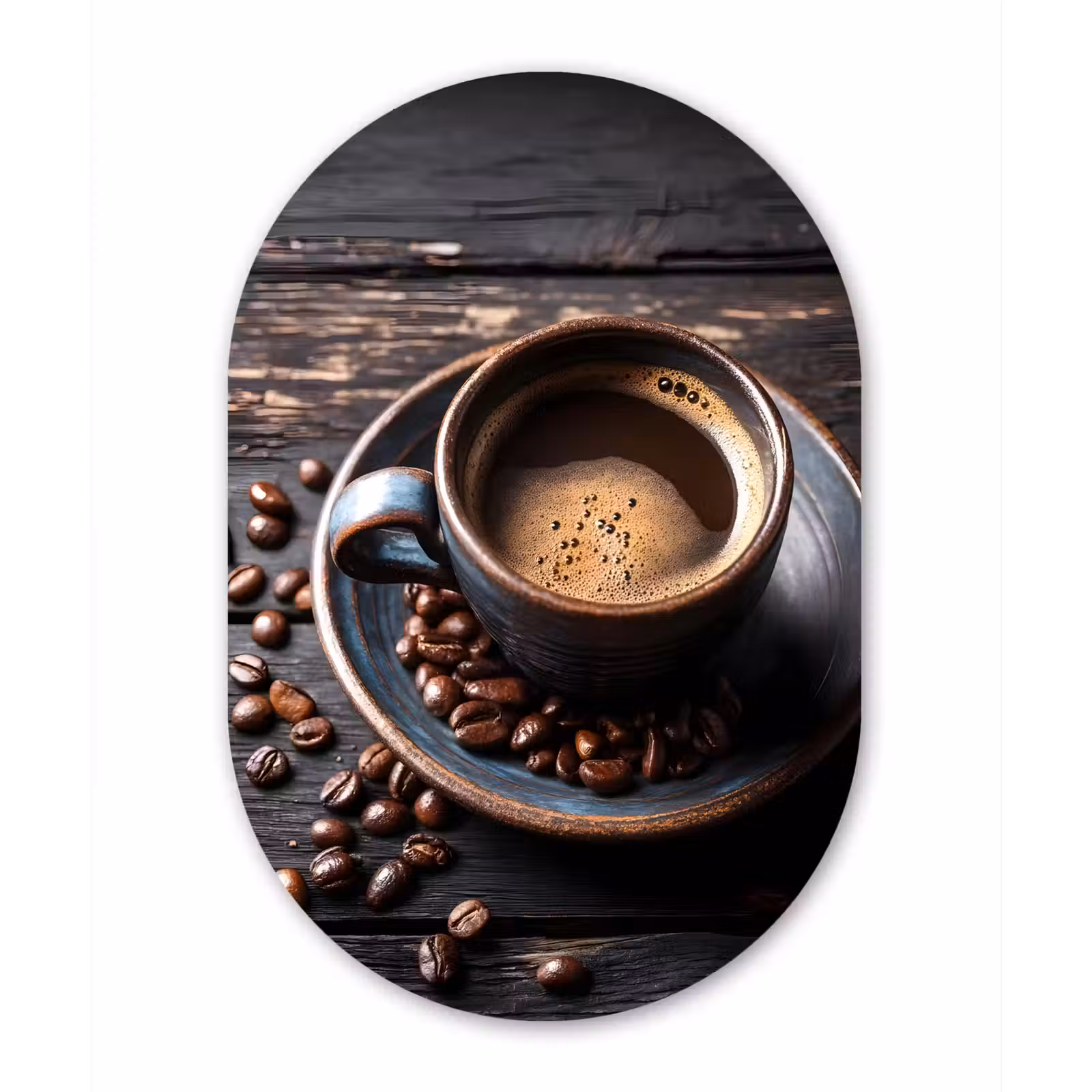 Muurovaal Glas – Kop - Koffie - Hout - Bonen — 1