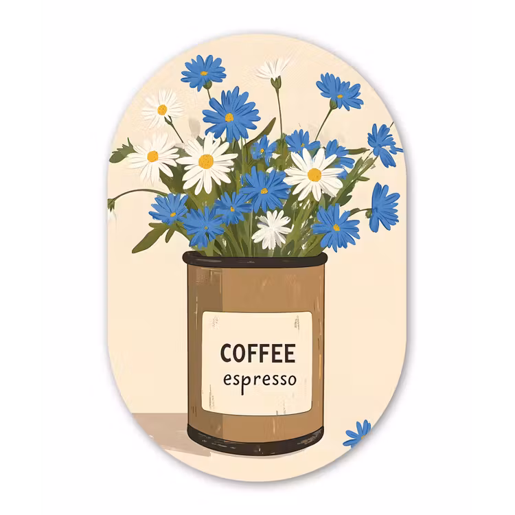 Muurovaal Glas – Coffee - Blik - Minimalistisch - Bloemen — 1