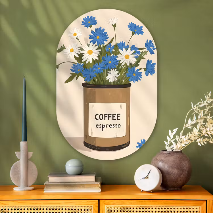 Muurovaal Glas – Coffee - Blik - Minimalistisch - Bloemen — 2